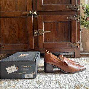 Frye Women's Tan Leather Block Heel Loafers